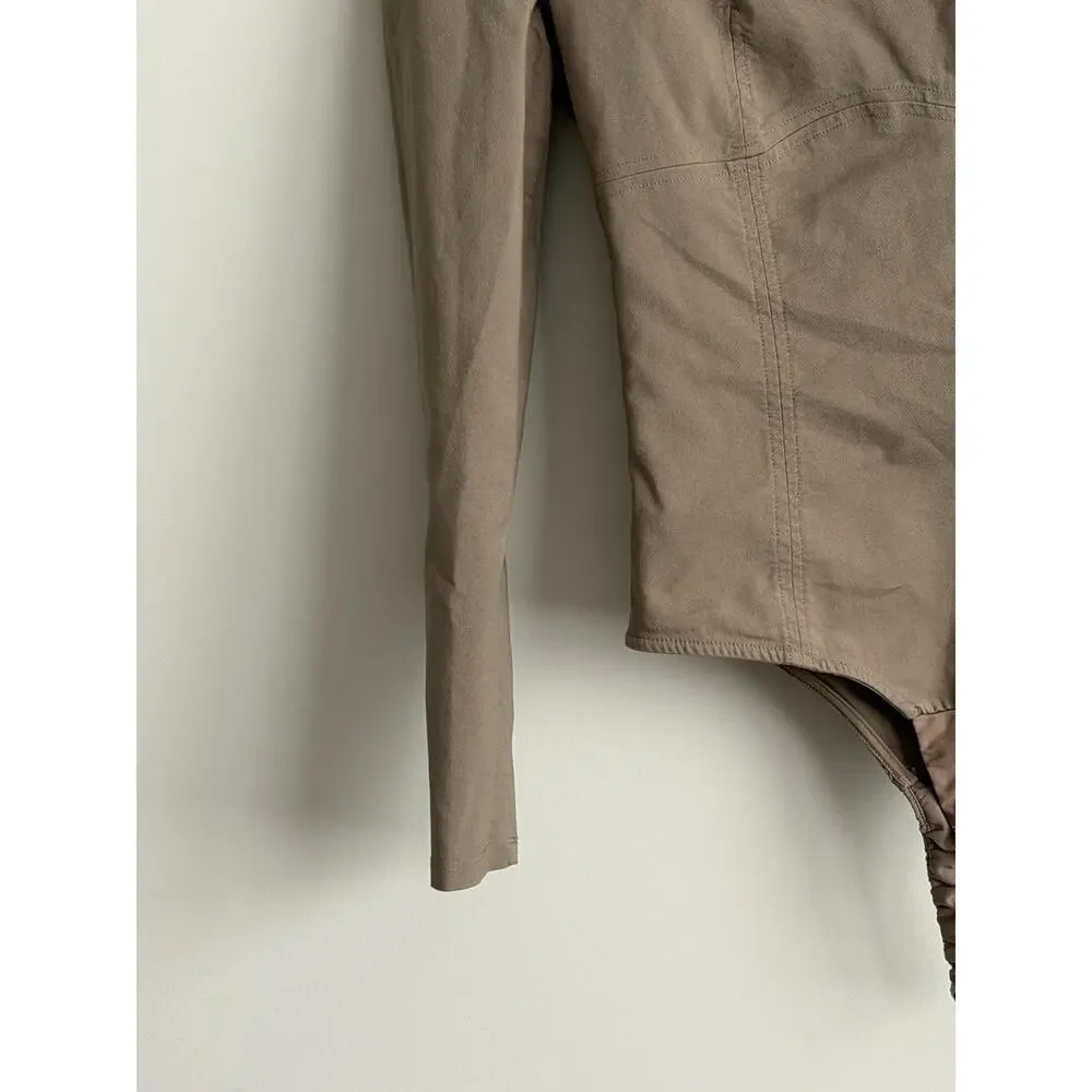 Zara Taupe Square Neck Bodysuit Size XS